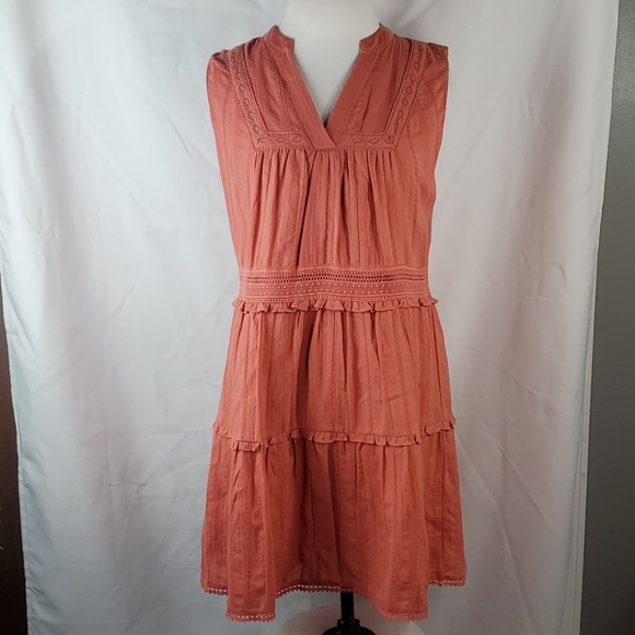 Summer Chelsea & Violet Sleeveless Lace Inset Ruffled Tiered Dress size Medium - Picture 2 of 12